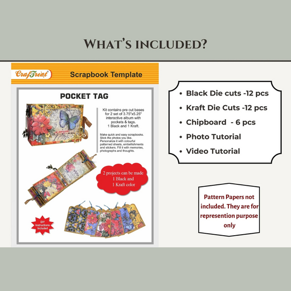 Pocket Tag Mini Album 2pk Scrapbook Blanks | Black + Kraft