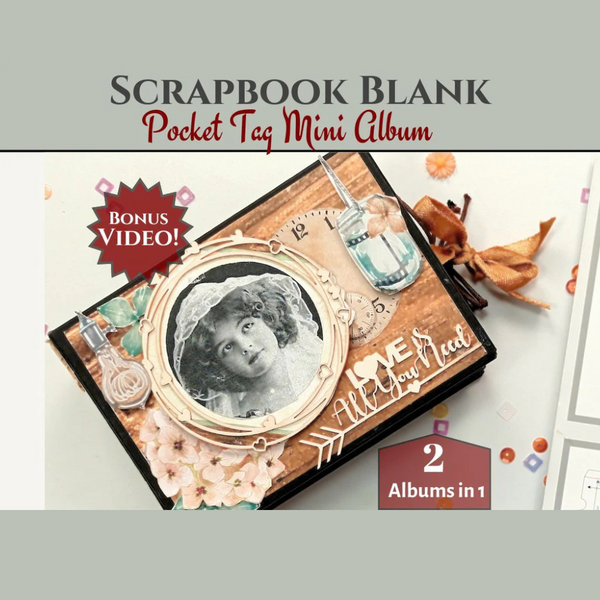 Pocket Tag Mini Album 2pk Scrapbook Blanks | Black + Kraft