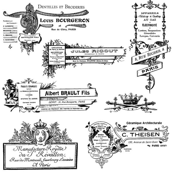 French Ads 1 6x8 Clear Stamp Set | Taylor Made Journals