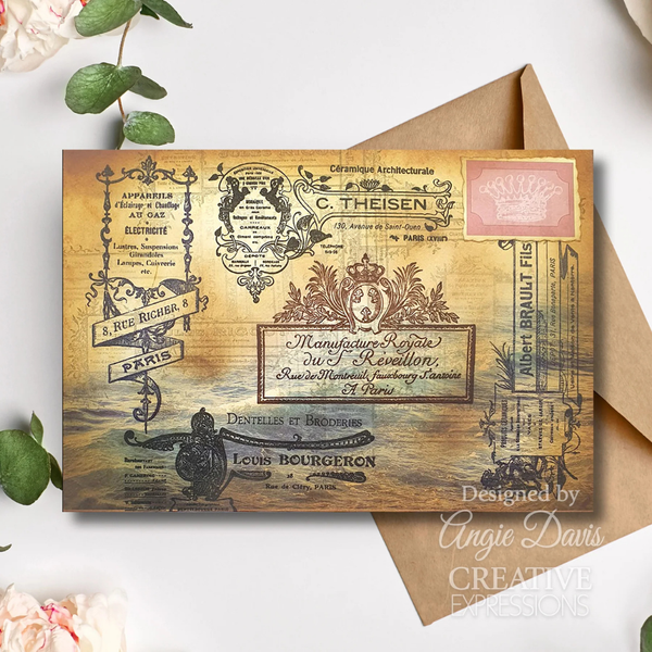 French Ads 1 6x8 Clear Stamp Set | Taylor Made Journals