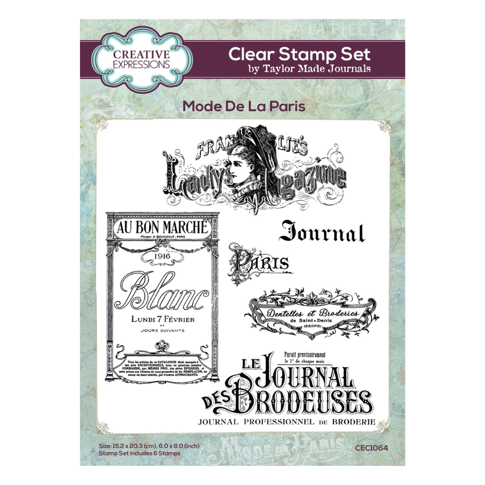 Mode de la Paris 6x8 Clear Stamp Set | Taylor Made Journals