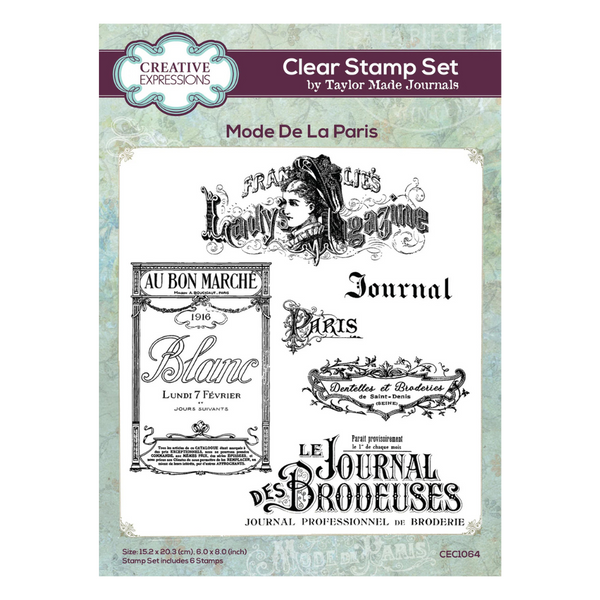 Mode de la Paris 6x8 Clear Stamp Set | Taylor Made Journals
