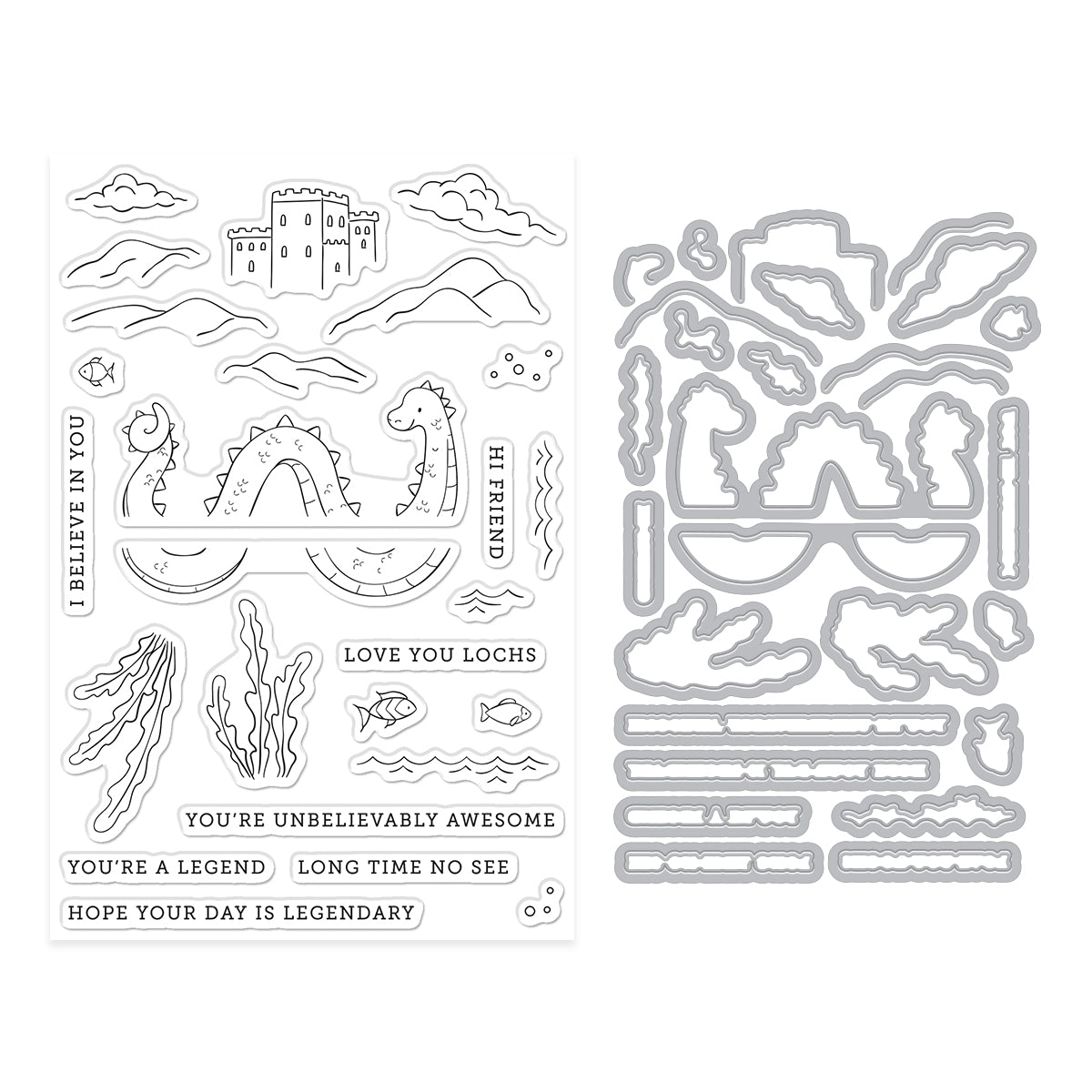 Unbelievably Awesome Lake Monster Stamp & Cut Set