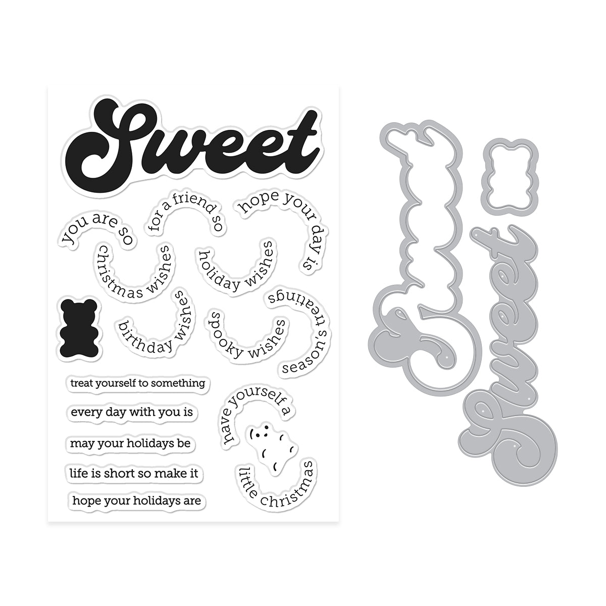 Sweet Wishes Stamp & Cut by Carly Tee — product contents
