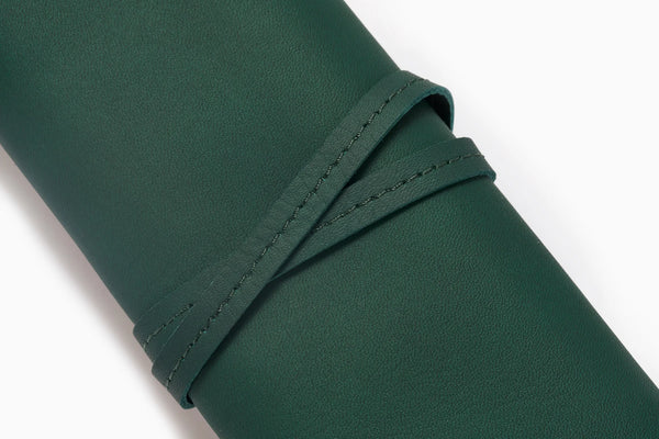 Forest Green Leather Pen Roll