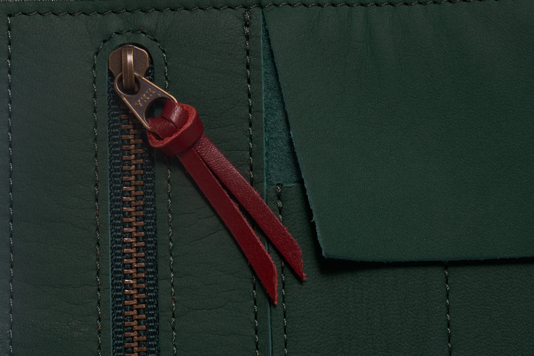 Forest Green Leather Pen Roll