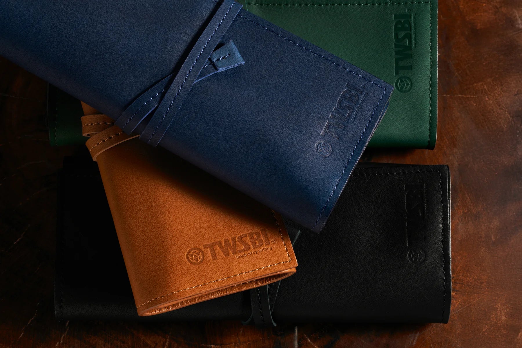 Forest Green Leather Pen Roll