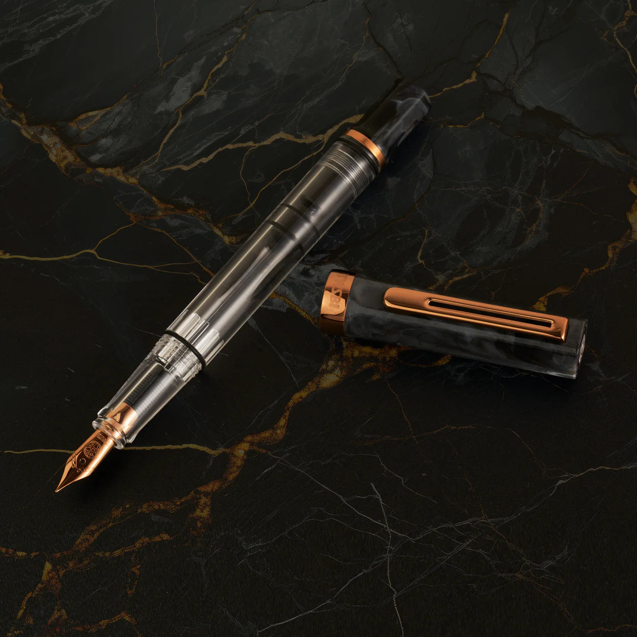 Black Marble & Bronze Eco Fountain Pen