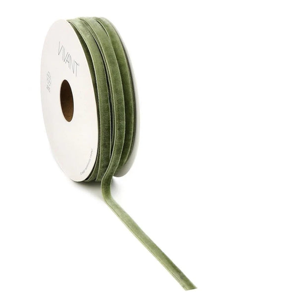 Velvety Moss Narrow Ribbon {Sold by the Yard}