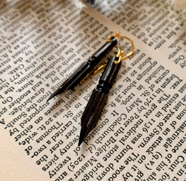 French Black Vintage Nib Earrings