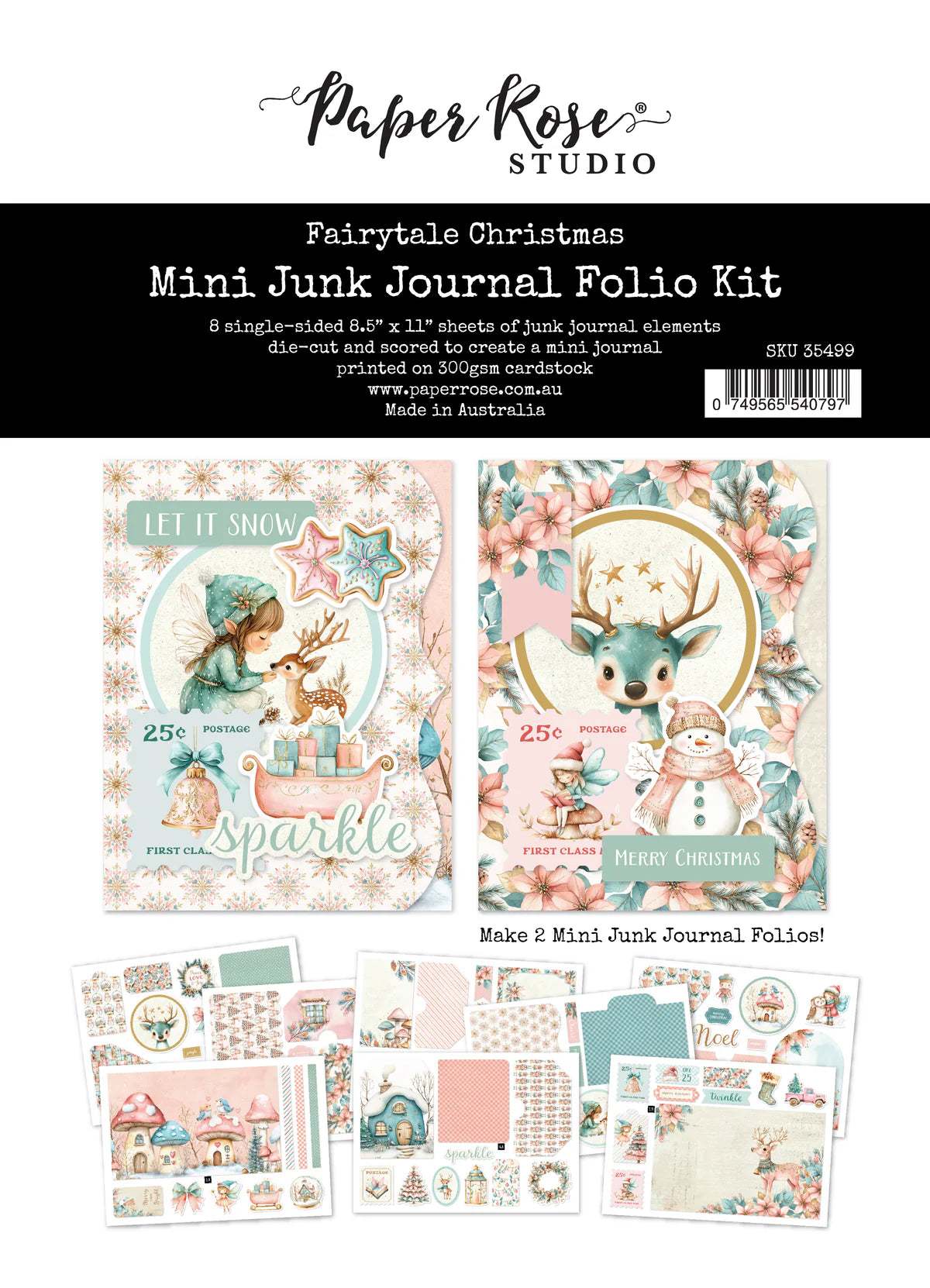 Fairytale Christmas 8.5x11 Mini Junk Journal Folio Kit
