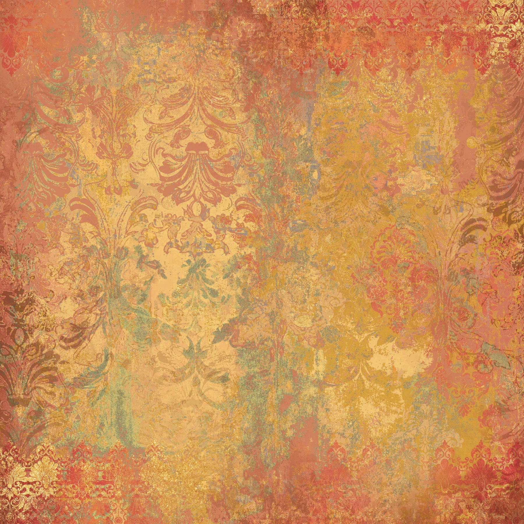 Light Distressed Damask 12x12 Gold Foil Paper Pad