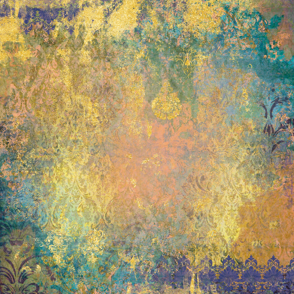 Light Distressed Damask 12x12 Gold Foil Paper Pad