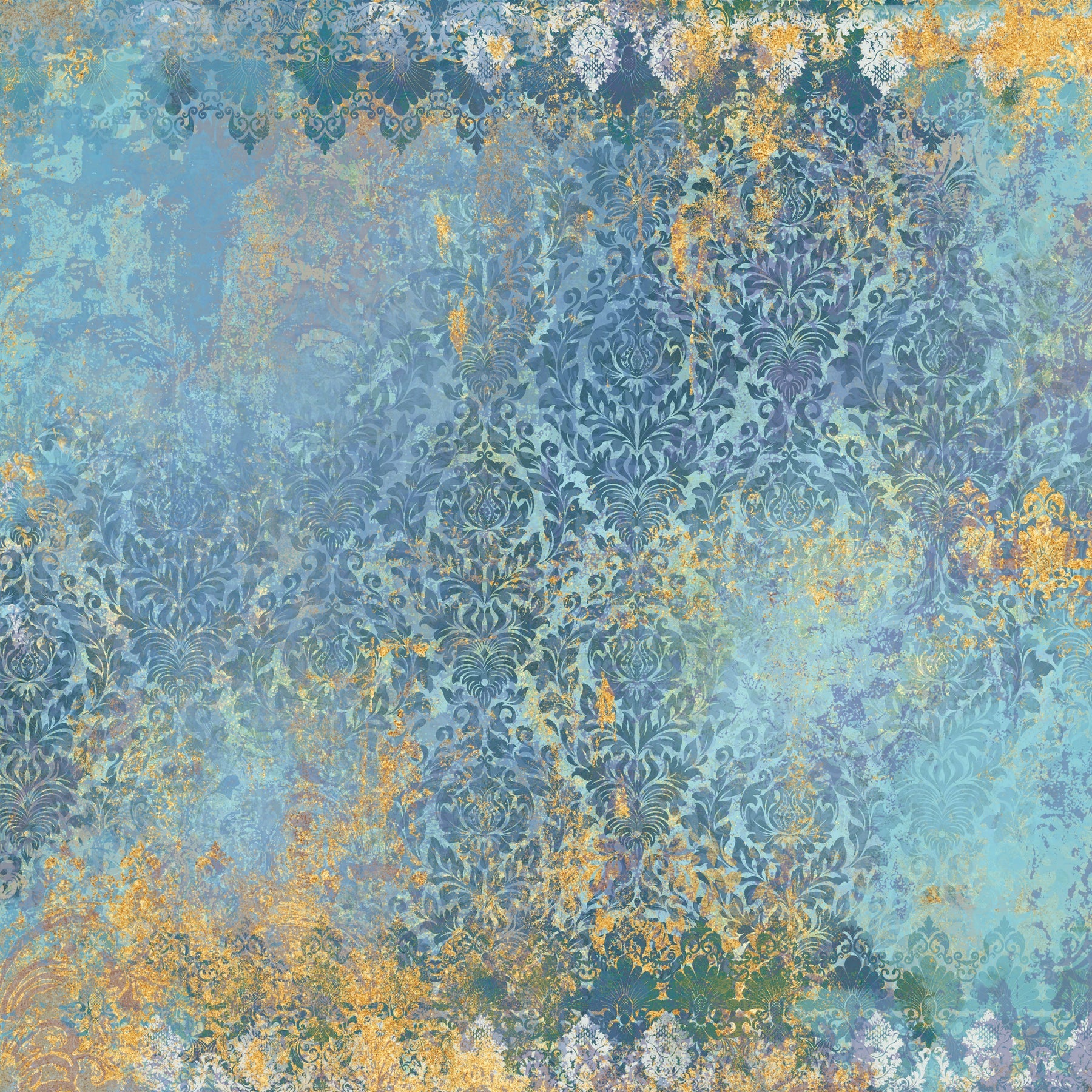 Light Distressed Damask 12x12 Gold Foil Paper Pad