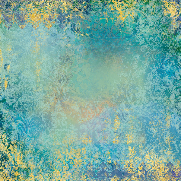 Light Distressed Damask 12x12 Gold Foil Paper Pad