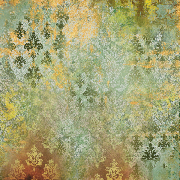 Light Distressed Damask 12x12 Gold Foil Paper Pad