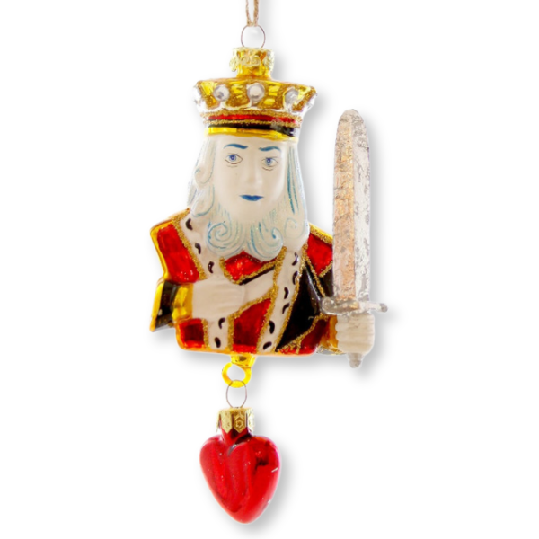 King & Queen of Hearts Blown Glass Ornaments