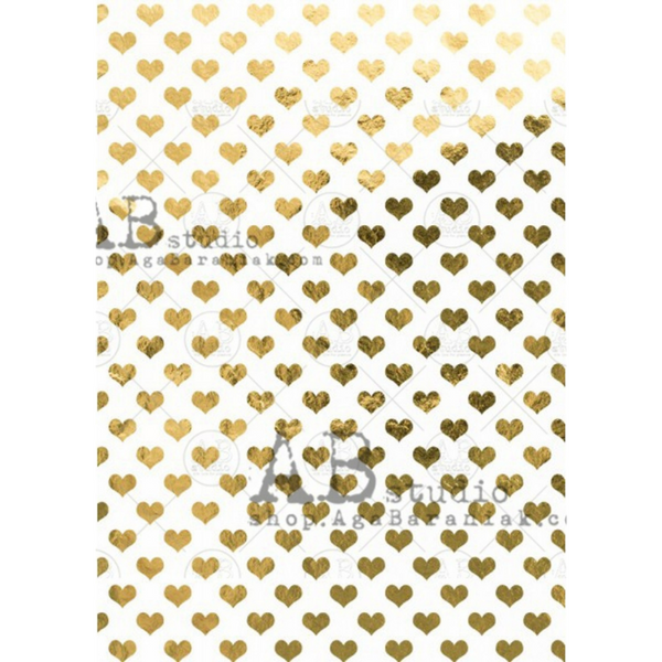 Gold Hearts Gilded A4 Rice Paper