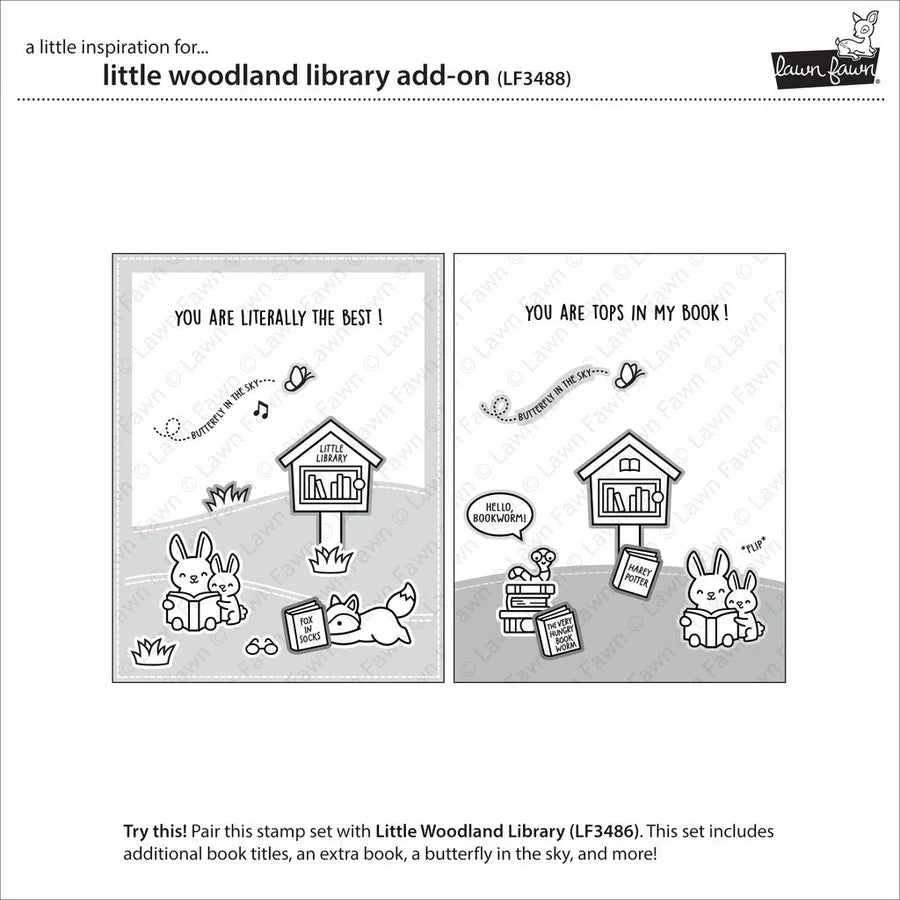 Little Woodland Library Add-on Stamp + Die Bundle