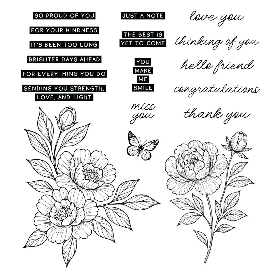 Sketched Peonies Stamp + Die Bundle | Simon Hurley