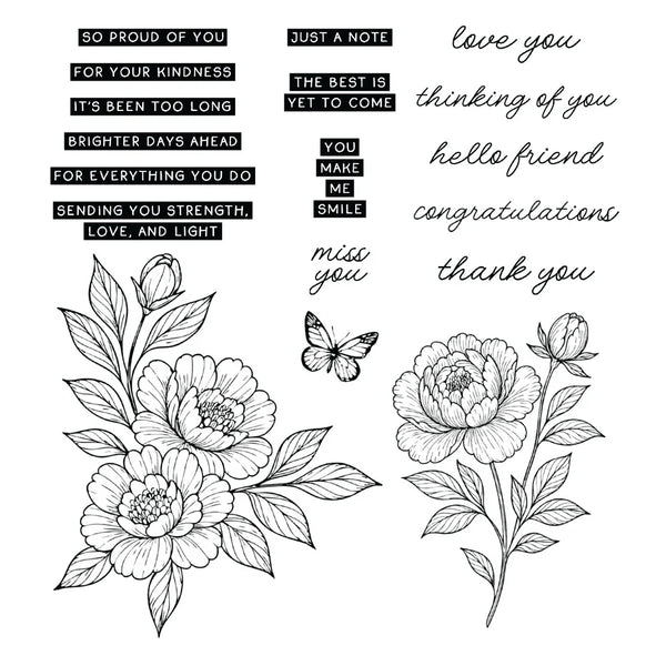 Sketched Peonies Stamp + Die Bundle | Simon Hurley