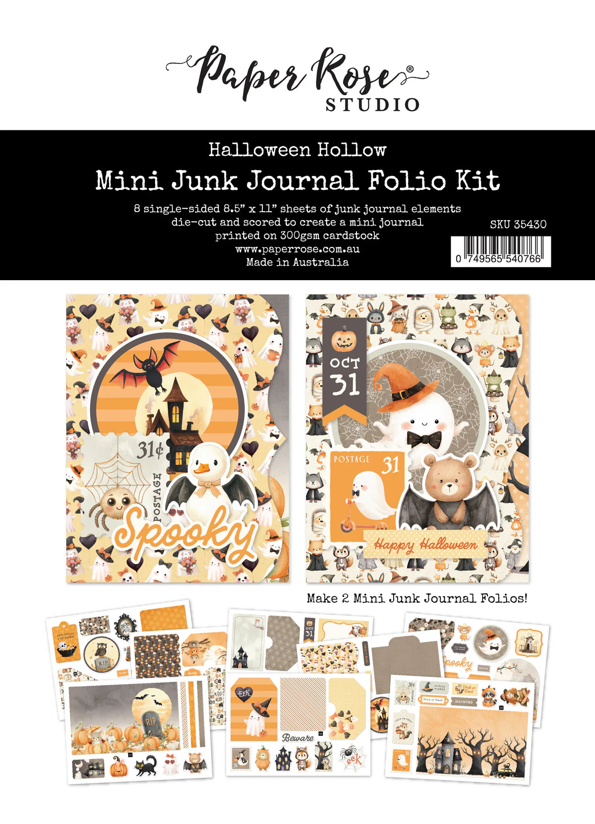 Halloween Hollow 8.5x11 Mini Junk Journal Folio Kit