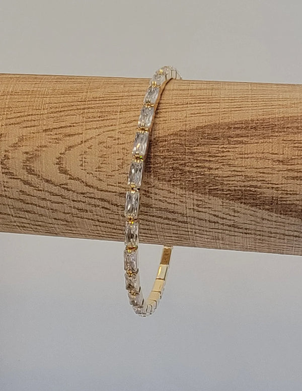 Clear & Gold Baguette Stackable Bangle