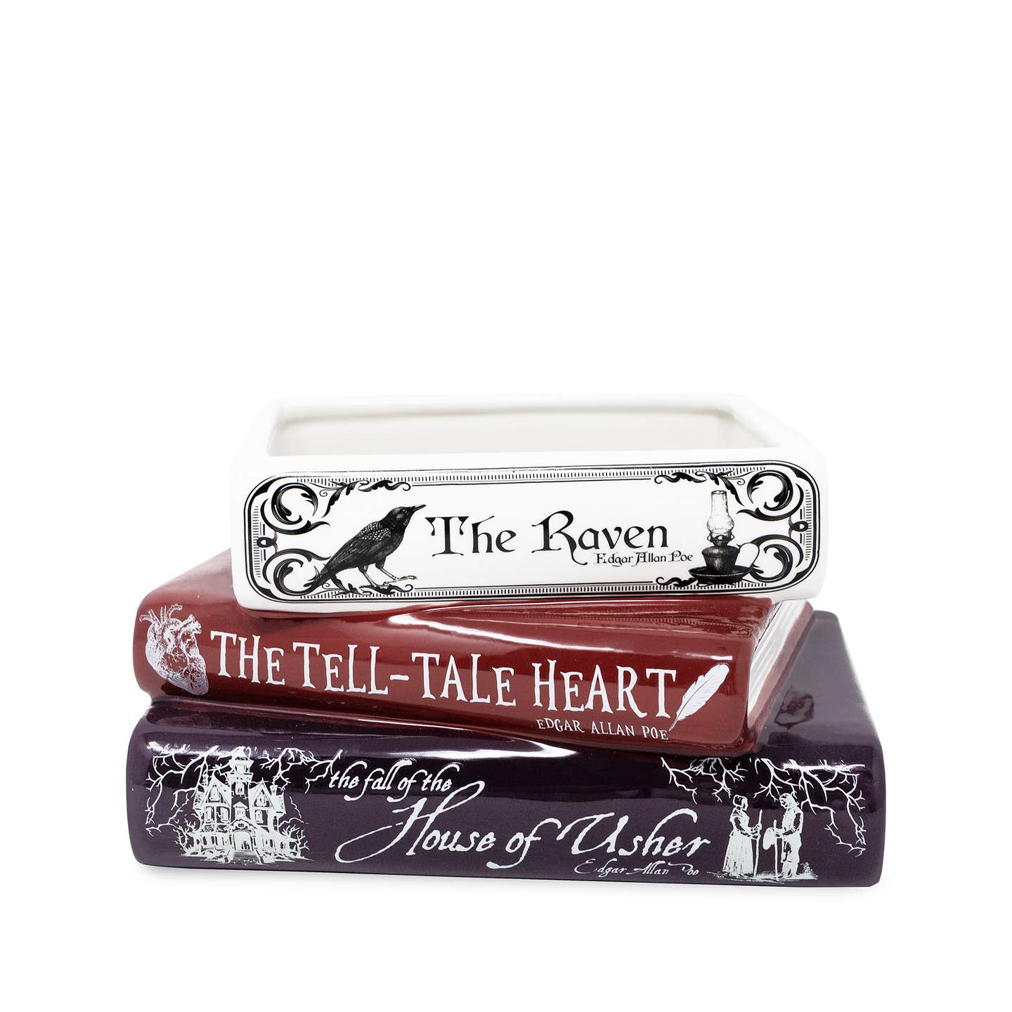 Edgar Allen Poe Stacked Book Planter