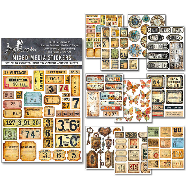 Grungy Tags Mixed Media Sticker Set