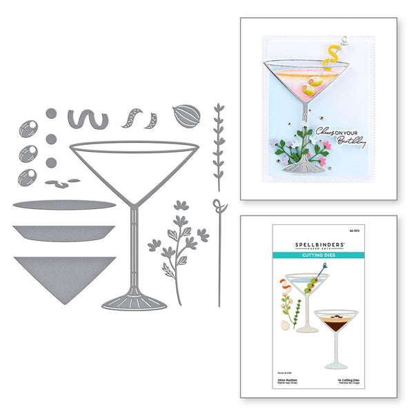 Olive Martinis Etched Dies | Happy Hour