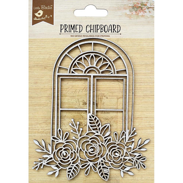 Flower Arch Window Primed Laser-Cut Chipboard
