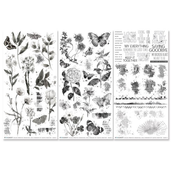 Charcoal Rub-On Transfer Set | Color Swatch