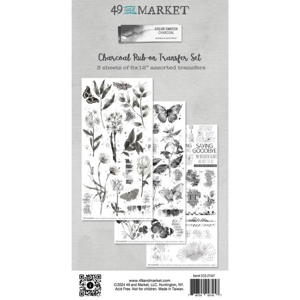 Charcoal Rub-On Transfer Set | Color Swatch