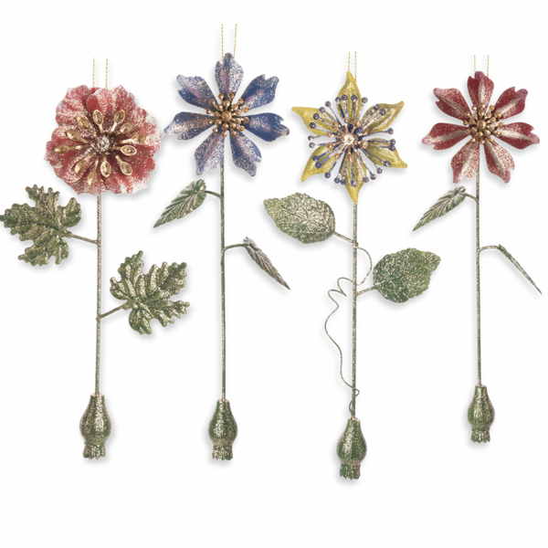 Flower Ornaments with Glittered Stems