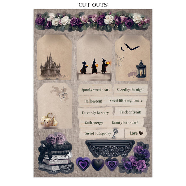 Halloween Junk Journal Book | Backgrounds, Stickers, and Cut-outs