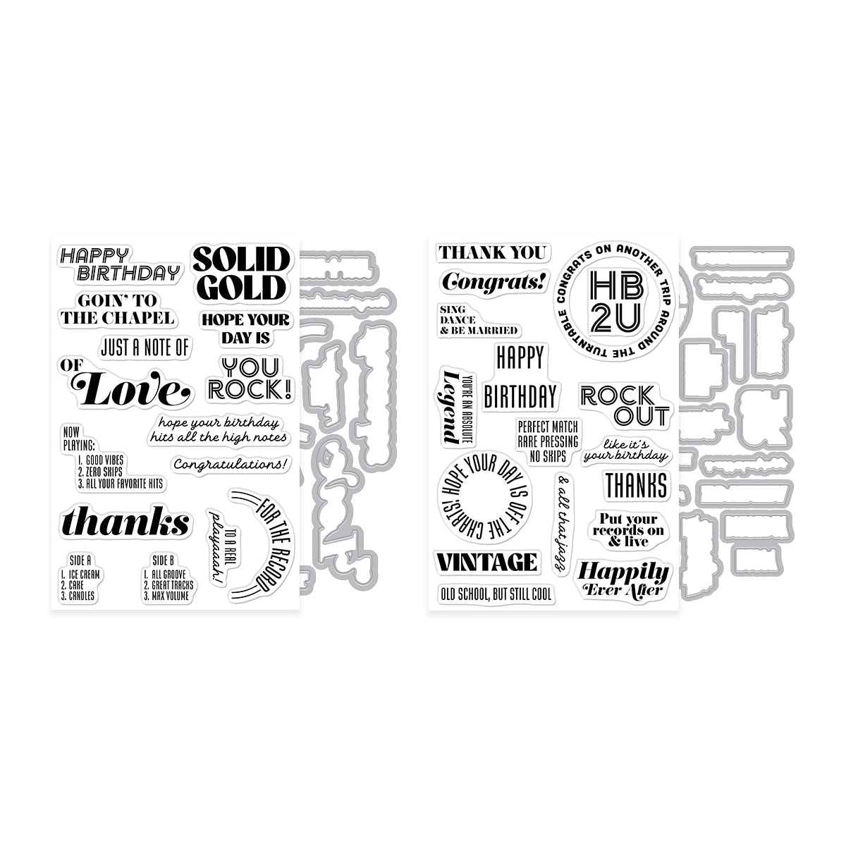 Vintage Vinyl Stamp + Cut Sentiments Bundle