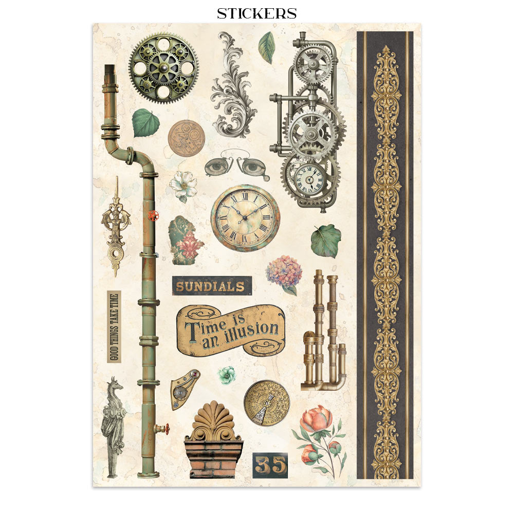 Gardens of Time Junk Journal Book | Backgrounds, Stickers, and Cut-outs