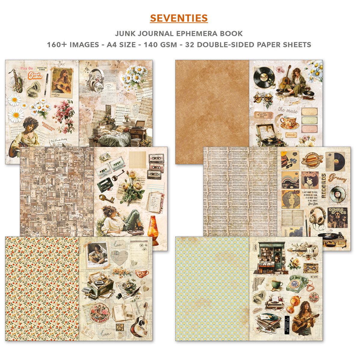Seventies A4 Junk Journal & Ephemera Book
