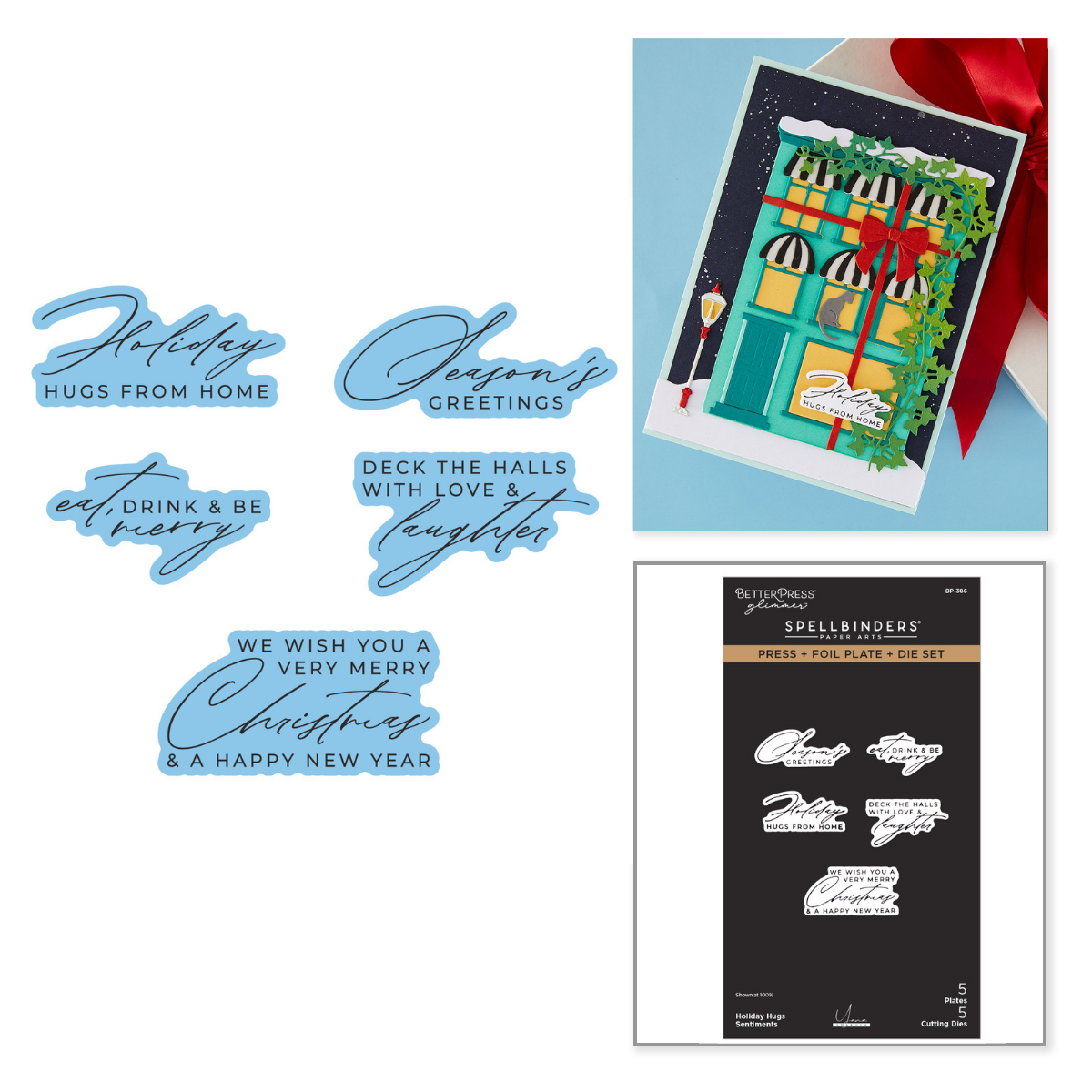 Holiday Hugs Sentiments Press & Foil Plate + Die Set | Yana Smakula