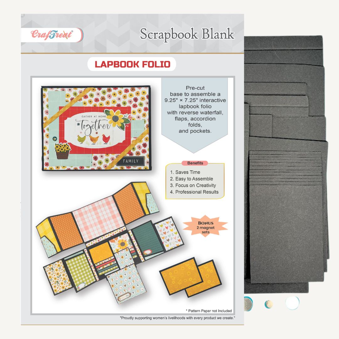Black LapBook Folio Scrapbook Blank Precut Album Base