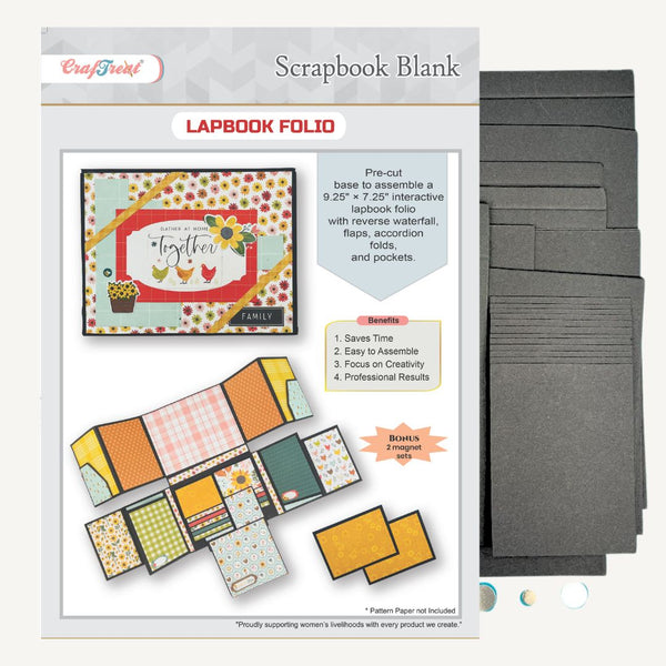 Black LapBook Folio Scrapbook Blank Precut Album Base