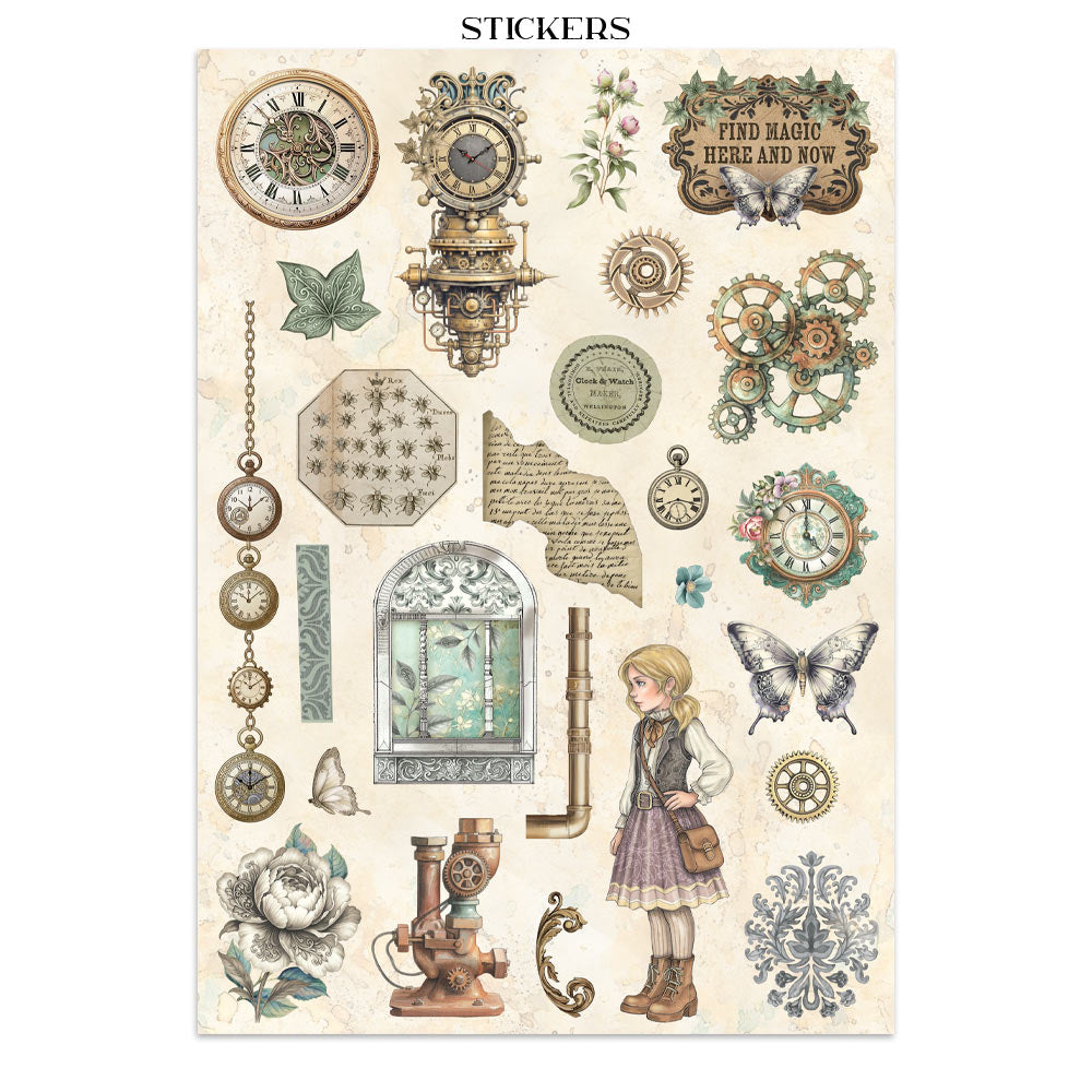 Gardens of Time Junk Journal Book | Backgrounds, Stickers, and Cut-outs