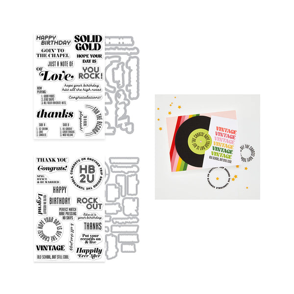 Vintage Vinyl Stamp + Cut Sentiments Bundle