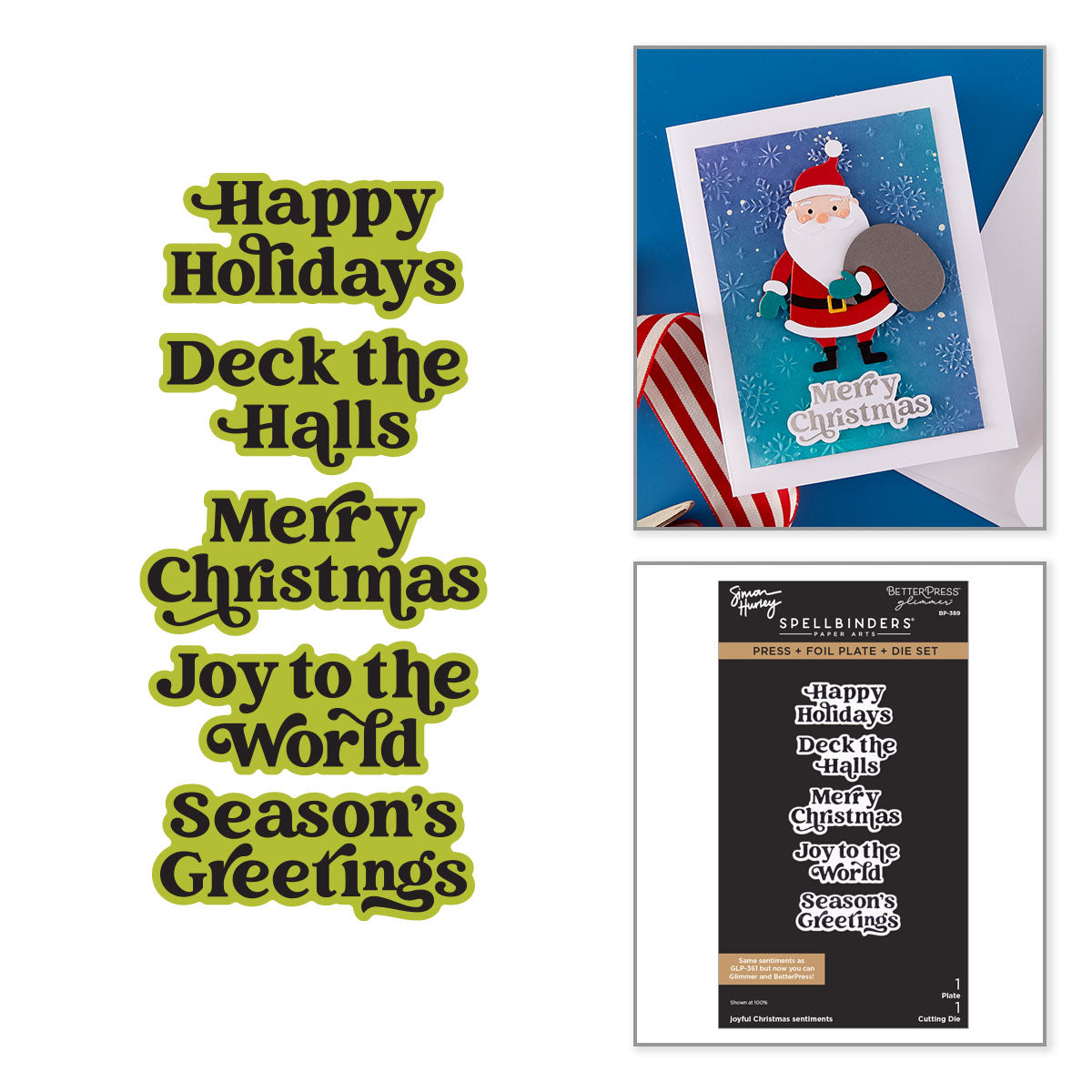 Joyful Christmas Sentiments Press + Foil Plate & Die Set | Simon Hurley