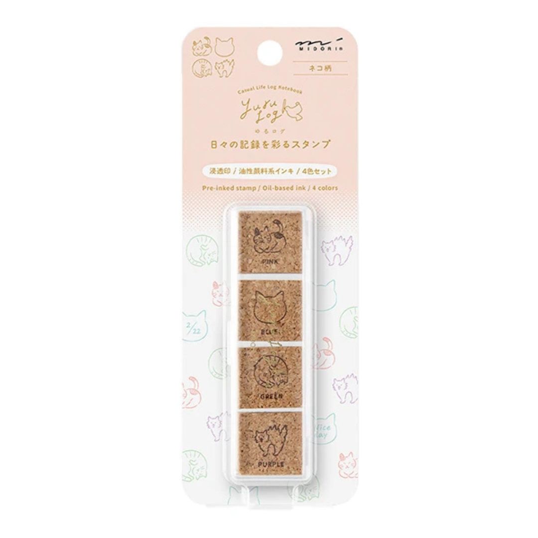 Cat Companions Yuru Log Pre-inked Stamp Set