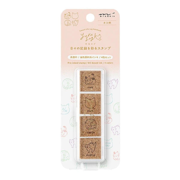 Cat Companions Yuru Log Pre-inked Stamp Set