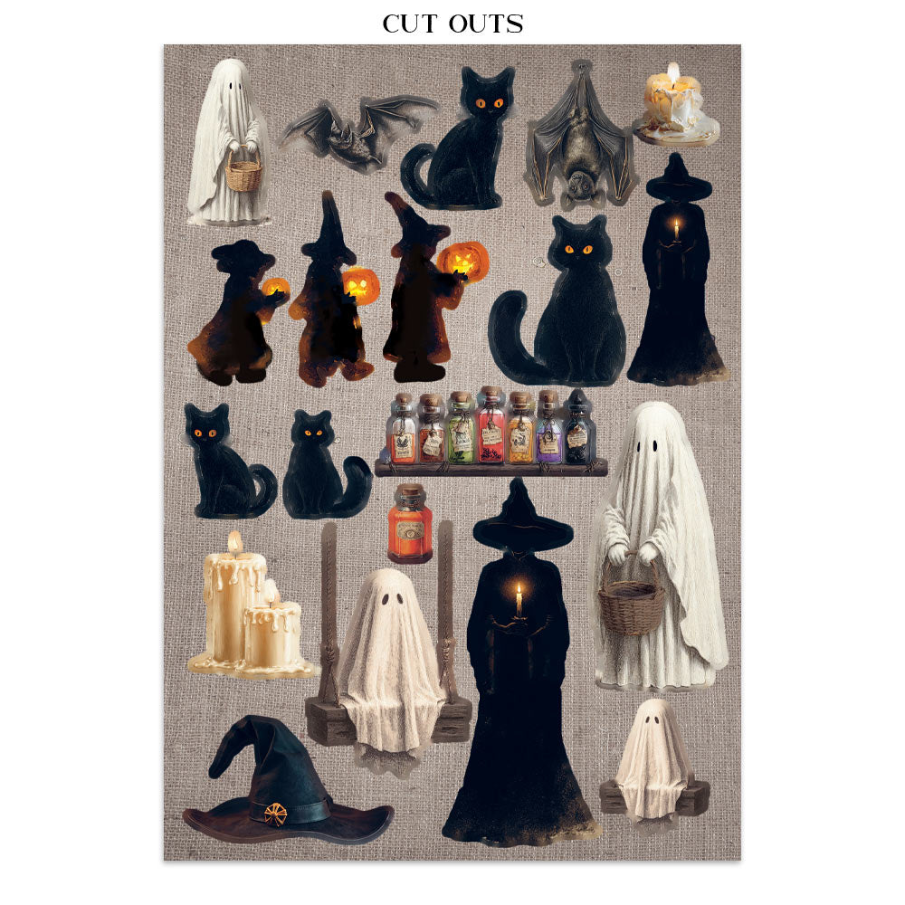 Halloween Junk Journal Book | Backgrounds, Stickers, and Cut-outs
