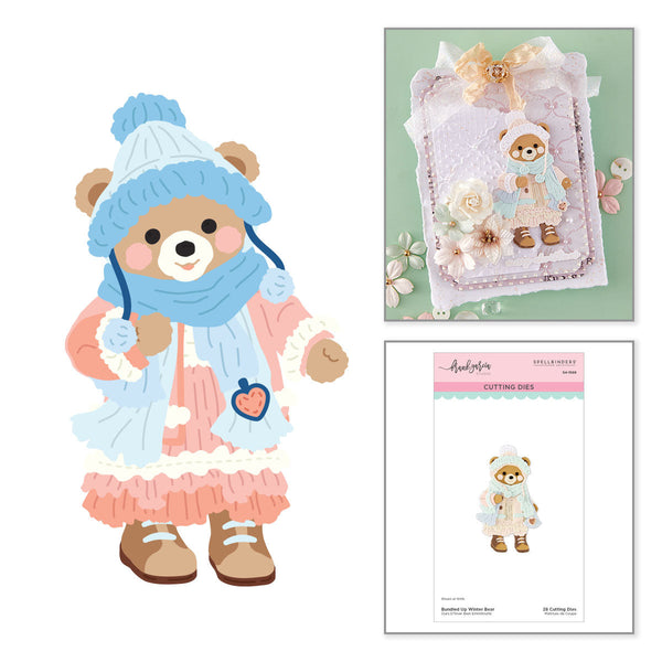 Bundled Up Winter Bear Etched Dies | Frank Garcia