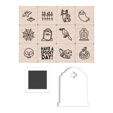 Graveyard Icons Mini Tub Wood Ink 'n Stamp Set {clearance}