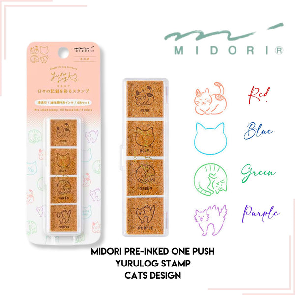 Cat Companions Yuru Log Pre-inked Stamp Set